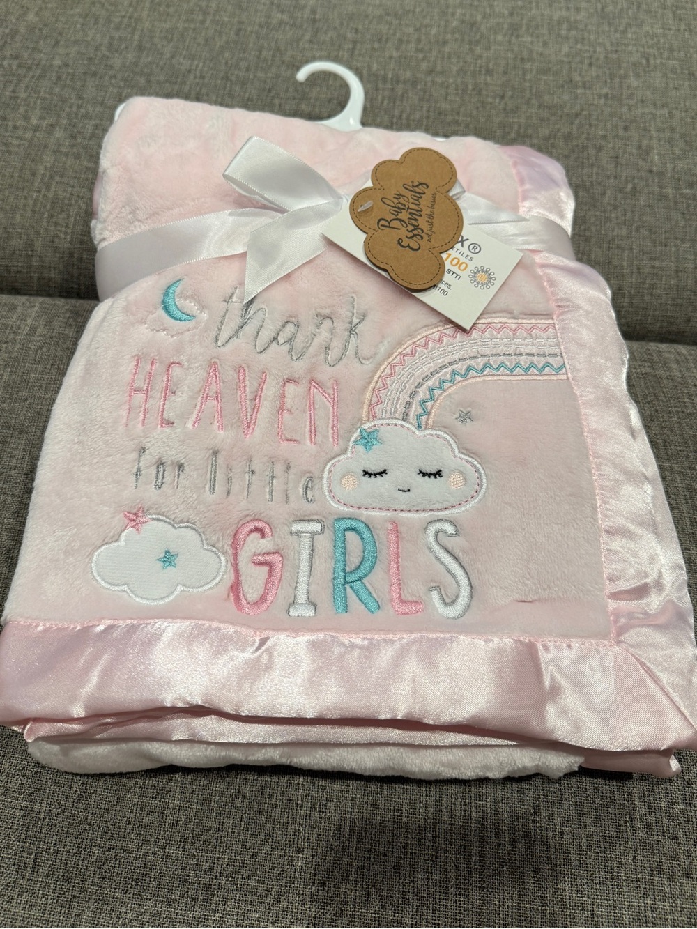 Baby Essentials Pink 'Thank Heaven for Little Girls' Plush Baby Blanket